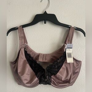2Pc Curvation Satin and Lace Bra - Mauve and Black